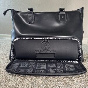 Six Pack Fitness Travel Fit Faux Leather Meal Pack Removable Container Black Bag